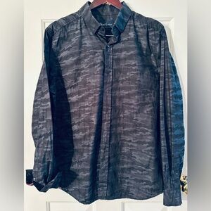 ROBERT GRAHAM Modern Americana XL Cains Tailored Fit Cotton Charcoal Camouflage